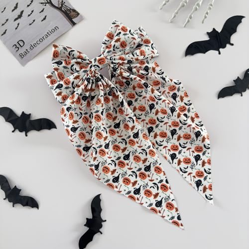 Halloween Big Bow Hair Clip Ghost Pumpkin Hair Ribbon Barrette
