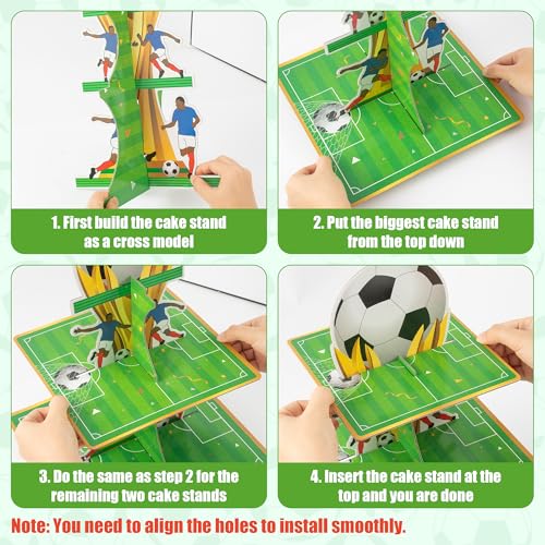 Soccer Cupcake Stand - 3 Tier Football Dessert Holder for Parties