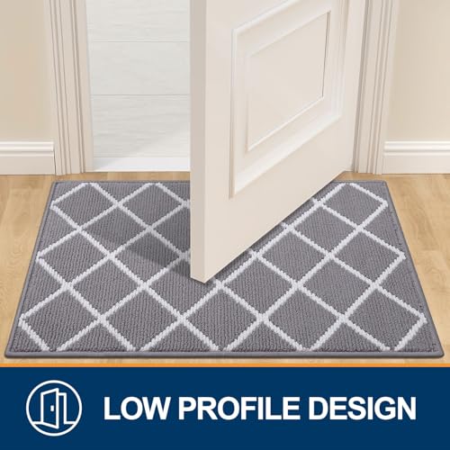 Finchitty Indoor Door Mat, 32" x 20" Grey Non-Slip Absorbent Floor Mat