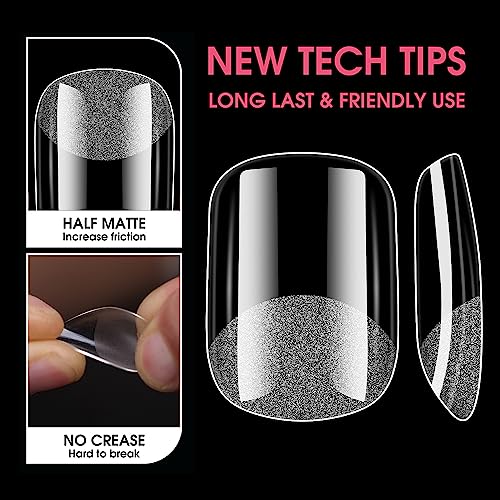 BORNBYME Short Square Soft Gel Nail Tips 120PCS Pre-Buffed Full Cover