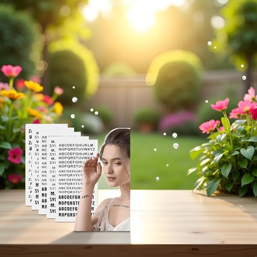 Black Letter Temporary Tattoos - 5 Sheets Waterproof Alphabet Stickers