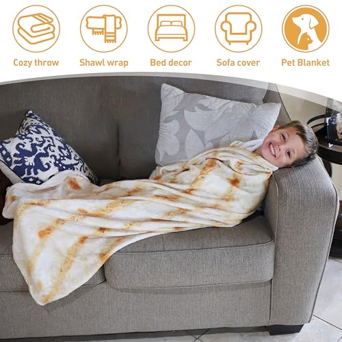 Catalonia Naan Blanket - Soft Flannel Pizza Design, 59 Inch