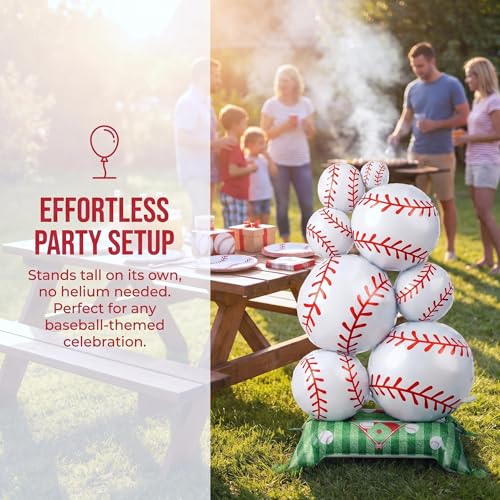 Soulchen 1 Pcs Giant Baseball Balloon - 3.5 ft Self-Standing Party Decoration