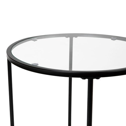Flash Furniture Astoria Collection Round End Table - Modern Clear Glass End Table - Matte Gold Frame