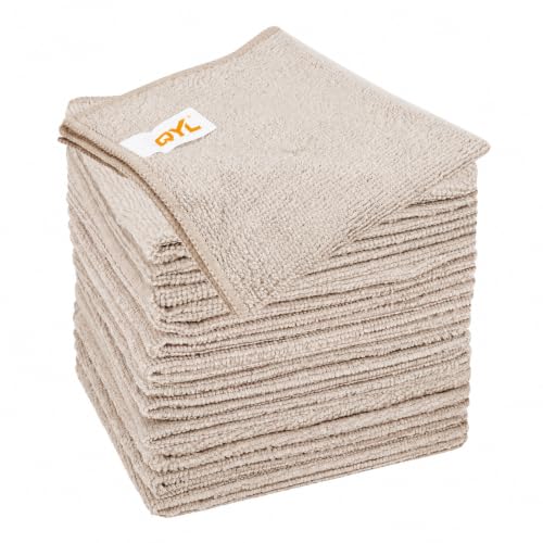QYL Microfiber Cleaning Cloths, 12 Pack Beige 11.8" x 11.8"