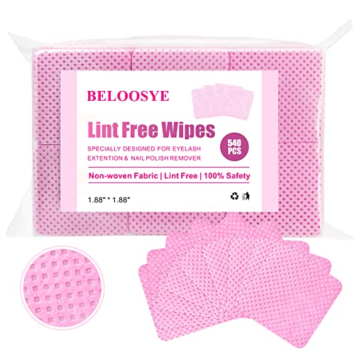 BELOOSYE 540 PCS Lint Free Nail Wipes and Eyelash Extension Glue Wipes