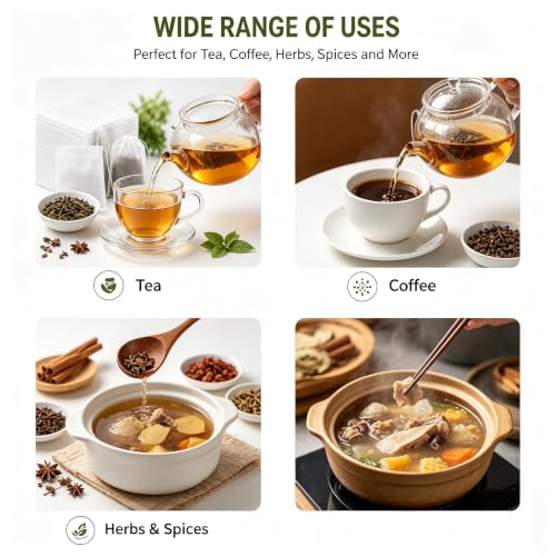 Disposable Tea Filter Bags for Loose Leaf Tea & Coffee 200 Pcs