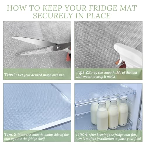 8 Pack Refrigerator Shelf Liners Non-Slip Washable & Reusable Kitchen Protectors