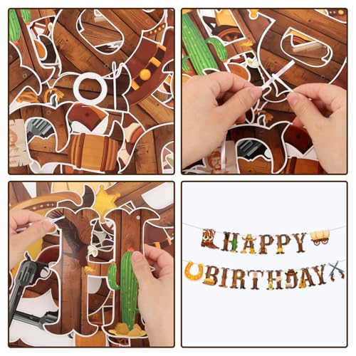 Western Cowboy Happy Birthday Banner for Themed Parties