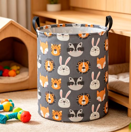 CLOCOR Collapsible Kids Laundry Basket - Animal Print Storage Hamper