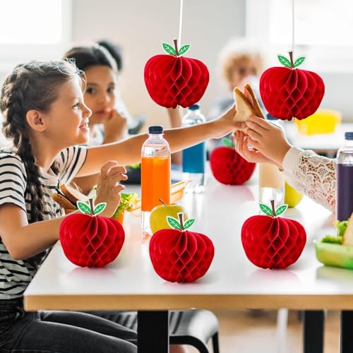 Apple Honeycomb Decorations - 6 Pack 3D Tissue Paper Centerpieces