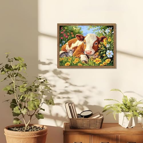 DAZZLEDOTS 5D Diamond Art Kit - Farm with Cows for Beginners 16x12