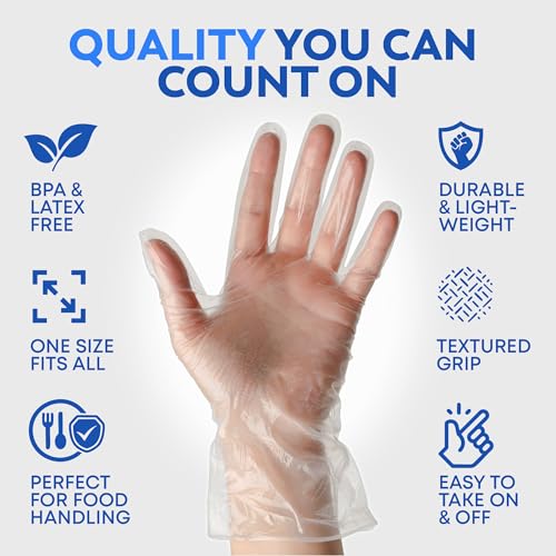 Disposable Food Prep Gloves - 600 Pack, BPA & Latex-Free HDPE