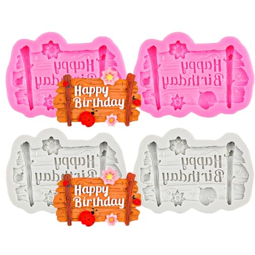 Happy Birthday Silicone Molds Set - 4 Pcs Letter Chocolate & Fondant Molds