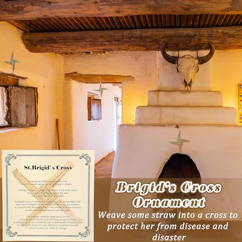 St. Brigid's Wall Cross Decor - Irish Blessing Gift with History Card (8 in, Green)