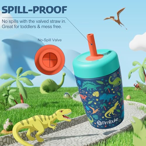 Fimibuke 12oz Stainless Steel Toddler Sippy Cup Spill Proof Kid Tumbler