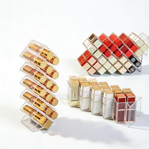 Acrylic Lipstick Organizer - 16-Slot Stackable Clear Makeup Holder