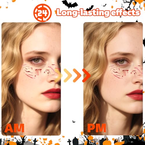 Sinbana Halloween Temporary Face & Arm Tattoos 6pcs Blood Drop Freckle Stickers