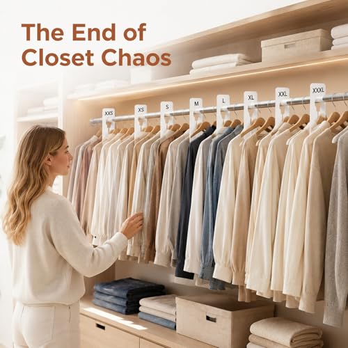 8 PCS Rectangular Closet Size Dividers - XXS to XXXL Clothing Rack Markers