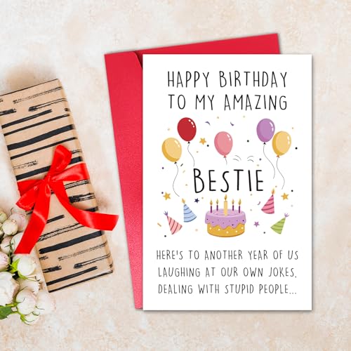 Funny Birthday Card for Bestie - Witty Sarcastic Gift for Women