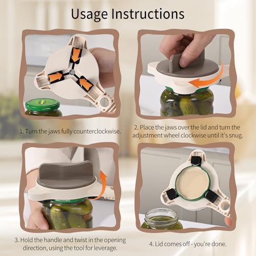BOMARCES 4-in-1 Adjustable Jar Opener for Seniors & Weak Hands
