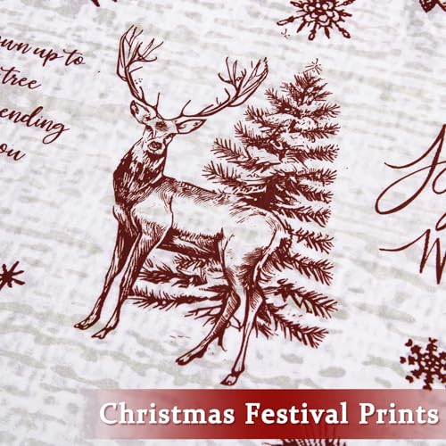 CAROMIO Christmas Duvet Cover Queen Size Red Holiday Printed Bedding Set 90x90
