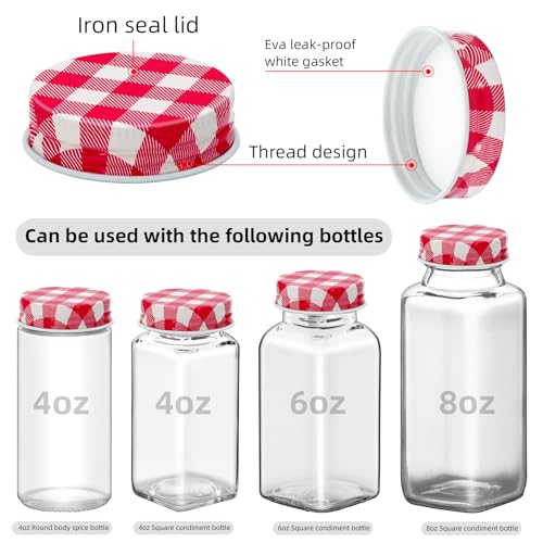 10 Pcs Iron Spice Jar Lids - Airtight Replacement Caps for 4 oz and 6 oz Square Jars