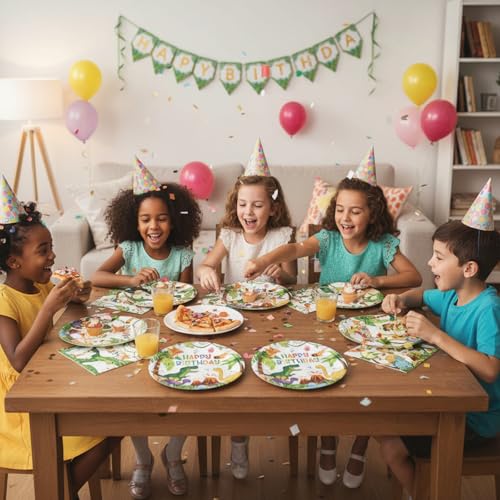 Dinosaur Party Plates and Napkins Set - 40 Pieces Kids Birthday Supplies