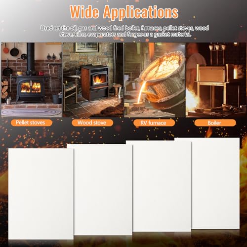 High Temperature Ceramic Fiber Gasket Paper - Fireproof Insulation Sheets (4 Pack)