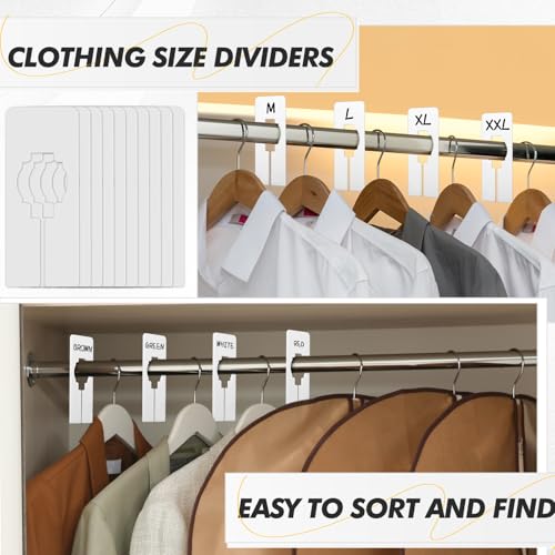Blulu 25 Pack Transparent Closet Rack Dividers with Marker Pen - Size Labels