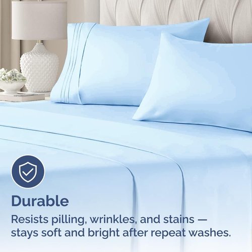 King Pillow Cases by [Brand Name] - Ultra Soft Hotel Quality Covers | Comfy, Wrinkle-Free & Fade Resistant - Light Blue, Set of 4