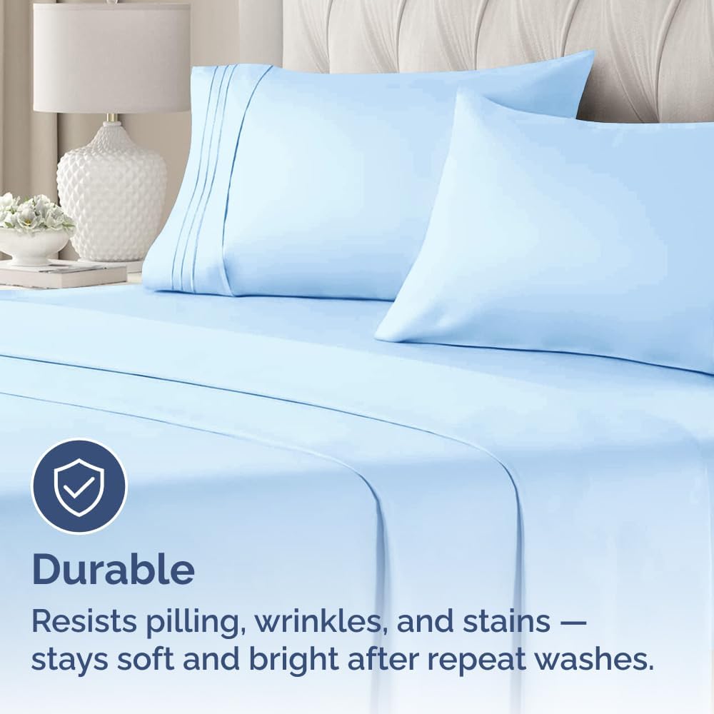 Queen Pillow Cases by [Brand Name] - Ultra Soft Hotel Quality - Wrinkle Free & Fade Resistant - Light Blue, Set of 2