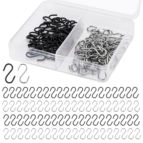 100pcs Mini S Hooks for Hanging - Stainless Steel Craft Hooks