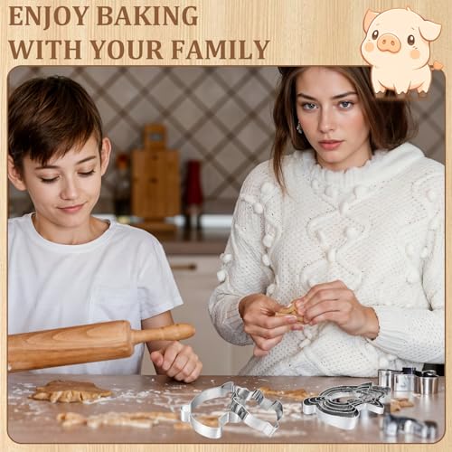 5-Piece Pig Cookie Cutter Set - Stainless Steel for Baking