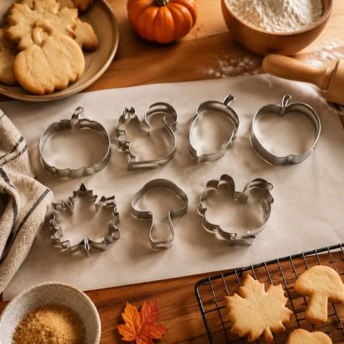 OHOME Fall Cookie Cutters - 7PCS Stainless Steel Thanksgiving Biscuit Molds