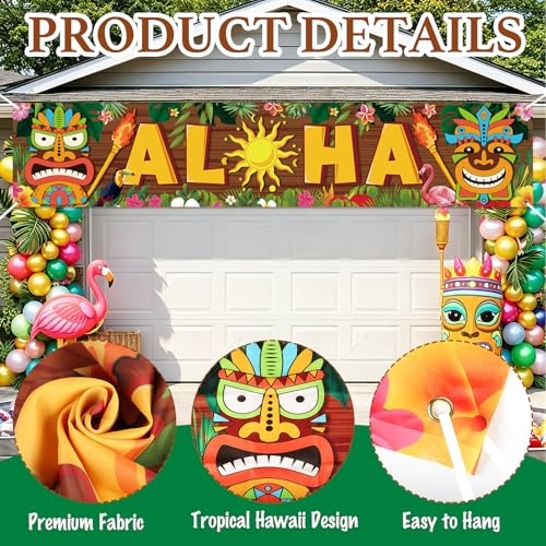 Sealmic Orange Hawaiian Aloha Banner & Tiki Party Decorations for Luau Beach Summer Event