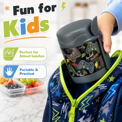 10oz Insulated Lunch Thermo Food Jar for Kids - Black Game Console
