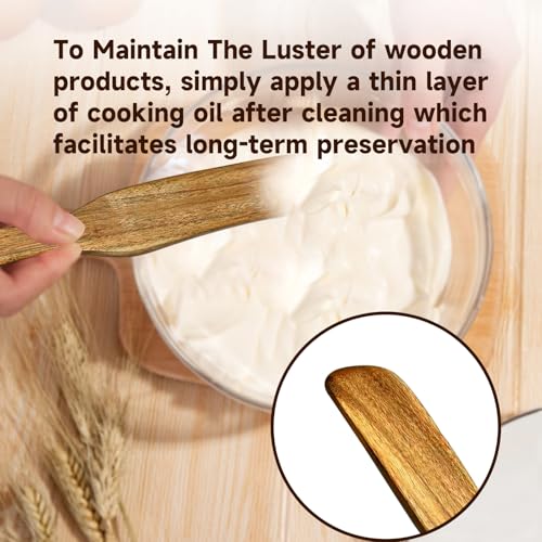 11" Acacia Wood Spurtle for Sourdough Baking | Nonstick Safe