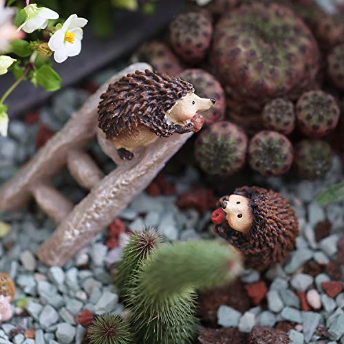 MUAMAX Hedgehog Figurines Set for Miniature Gardens - 3" & 0.5"