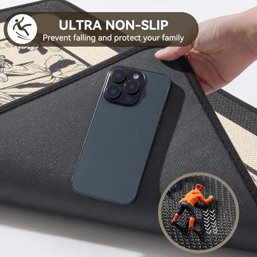 YDKGL Black Flower Bathroom Bath Mat Non Slip 16x24 Inches - Thin & Quick Dry