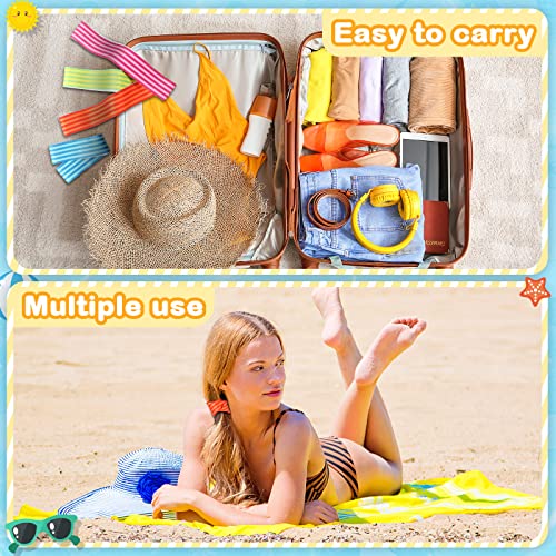Boao 8 Pack Beach Towel Bands for Chairs - Colorful Elastic Straps