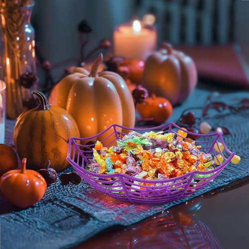 JOYIN 3 Pcs Halloween Candy Bowl Spider Web Trick or Treat Bowl Halloween Decorations Indoor Plastic Candy Dish Party Favors Supplies for Haunted House Table Desk Party Decor