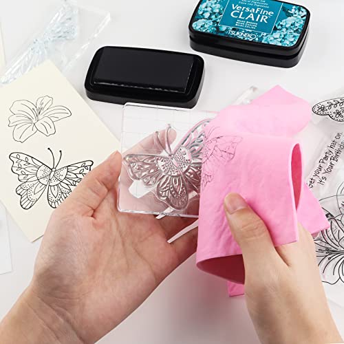 BAOFALI 3-Pack 6x8 Inch Reusable Stamp Shammy Cleaning Cloths - Pink, Blue, Green