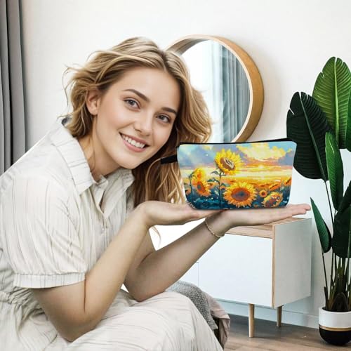 YULUENZE Sunflower Floral Makeup Bag Cute Cosmetic Pouch