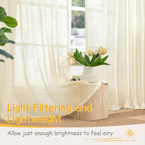 YoungsTex Linen Cafe Curtains, 34" x 40" (Set of 2) - Beige