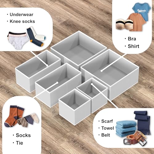 Foldable Drawer Organizer Set of 12 - 4L/4M/4S - Gray