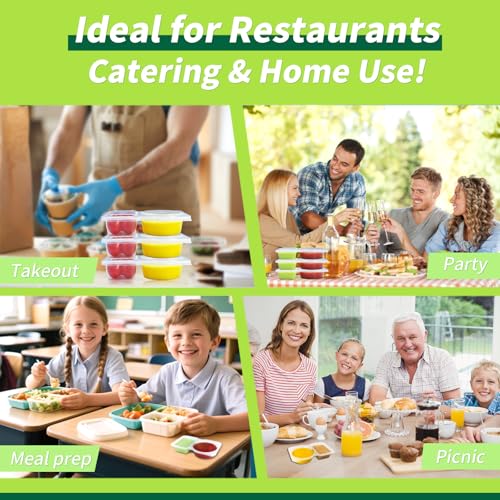 Mstar Packing 25 Set Clear Reusable Snack & Sauce Containers - 2 Compartment Meal Prep Box