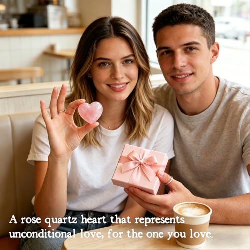 Rose Quartz Heart Pocket Hug for Girlfriend - Natural Keepsake Gift