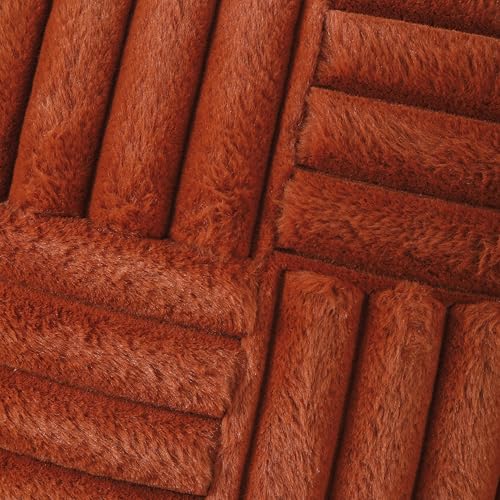 Burnt Orange Faux Fur Throw Pillow Covers - Set of 2, 18x18