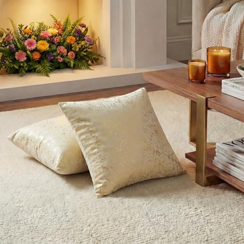 Gold Foil Velvet Throw Pillow Covers 18x18 Inch - Set of 2